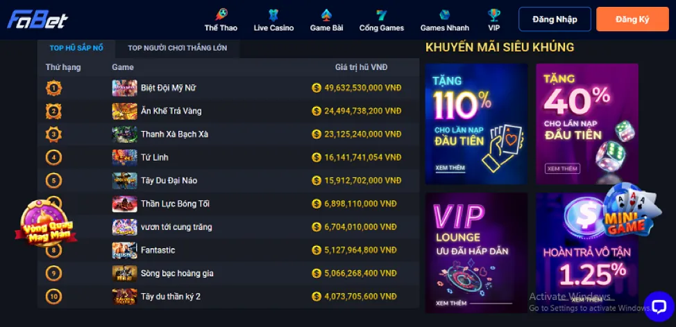 Giao diện chơi slot game tại Bet169